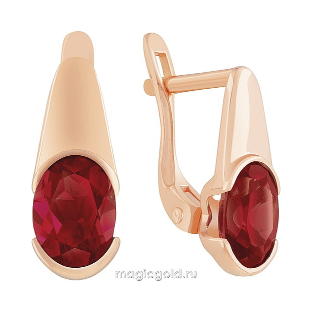 Золотые серьги с гранатом № 170477