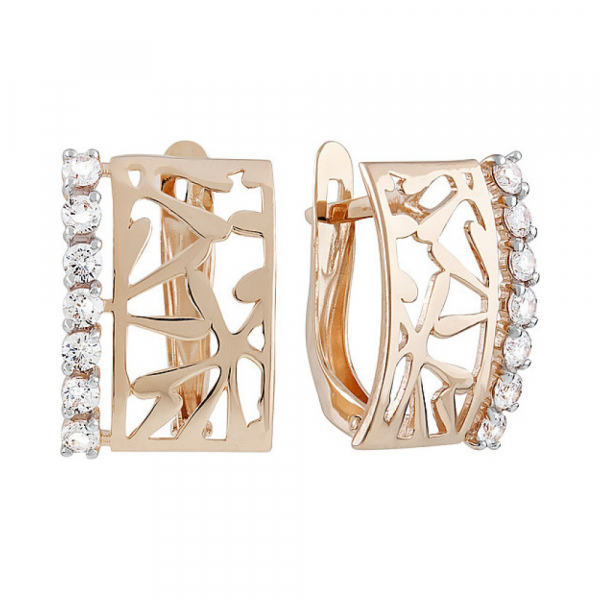 Золотые серьги с фианитом № 135184