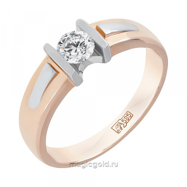 Золотое кольцо с бриллиантом № 117819