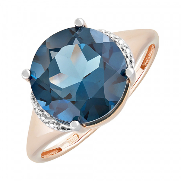 Золотое кольцо с топазом и фианитом № 127002