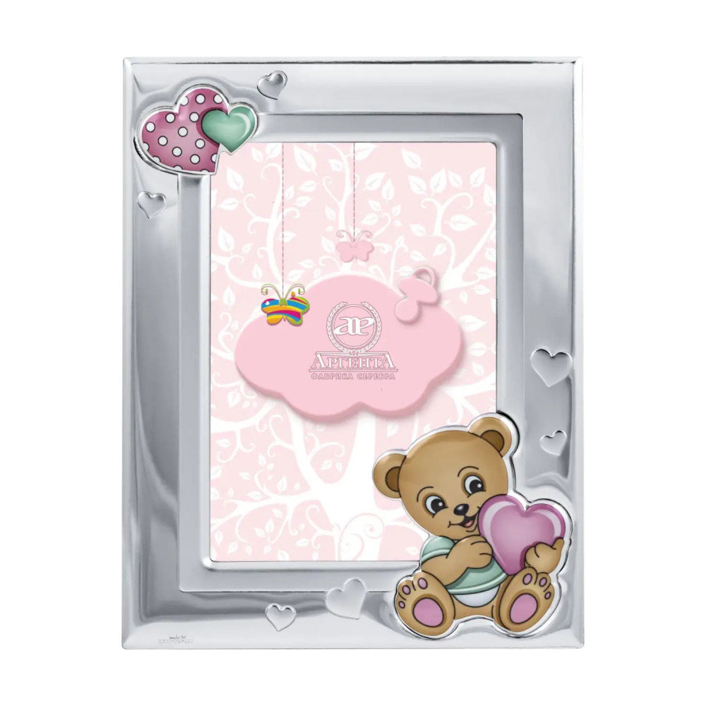 Рамка д/фото Медведь (розовая) 9*13