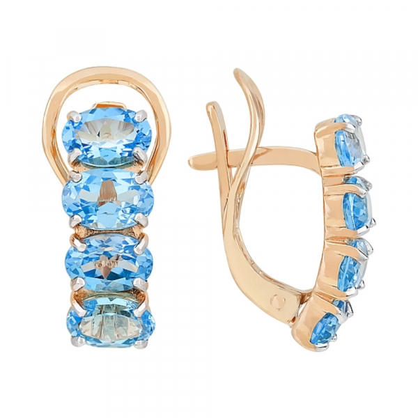 Золотые серьги с топазом № 107347