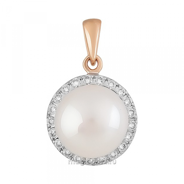 Золотая подвеска с жемчугом и фианитом № 156541