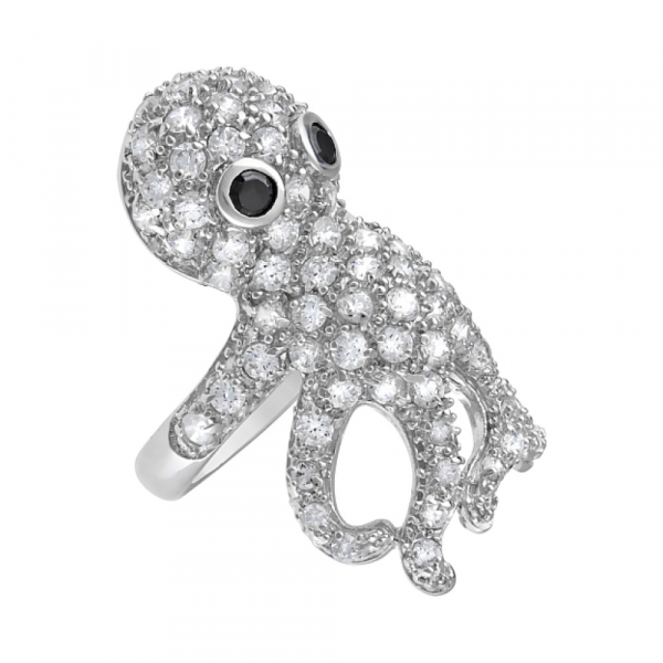 Серебряное кольцо с фианитом № 80878