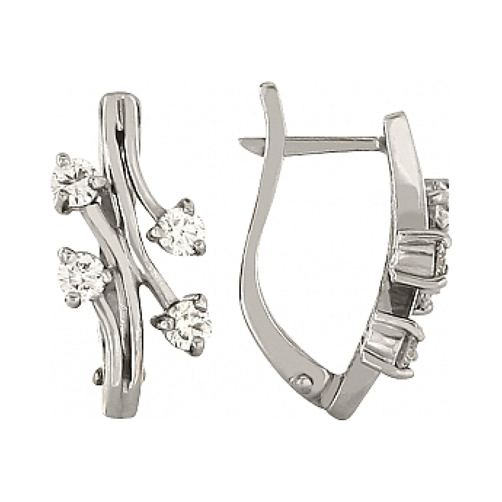 Золотые серьги с бриллиантом № 114112