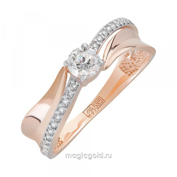 Золотое кольцо с бриллиантом № 129127