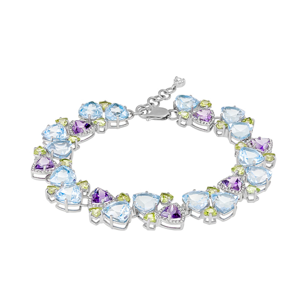 Серебряный браслет с полудраг. вставками № 124044