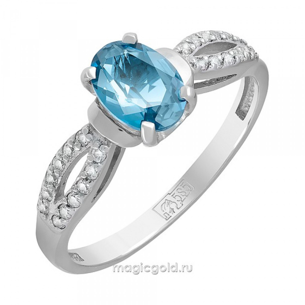 Золотое кольцо с топазом и фианитом № 122813