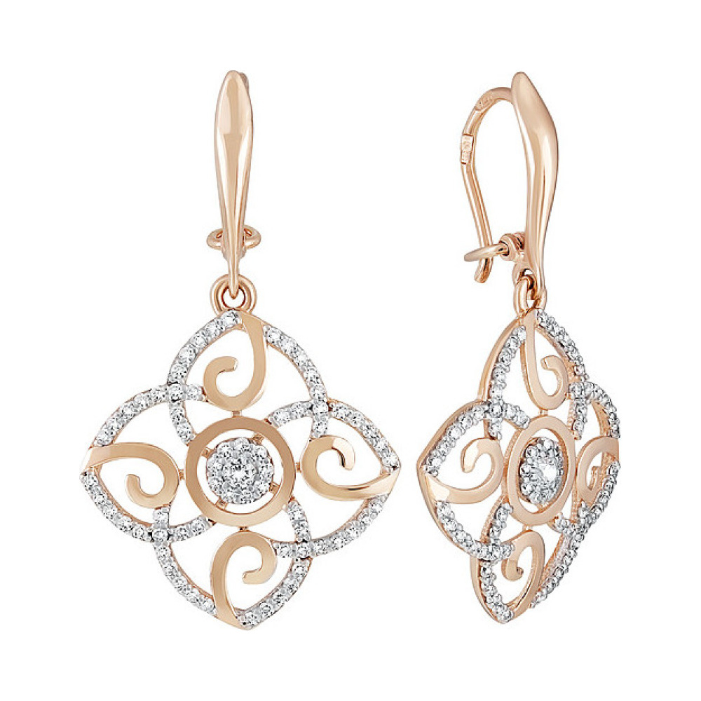 Золотые серьги с фианитом № 134418