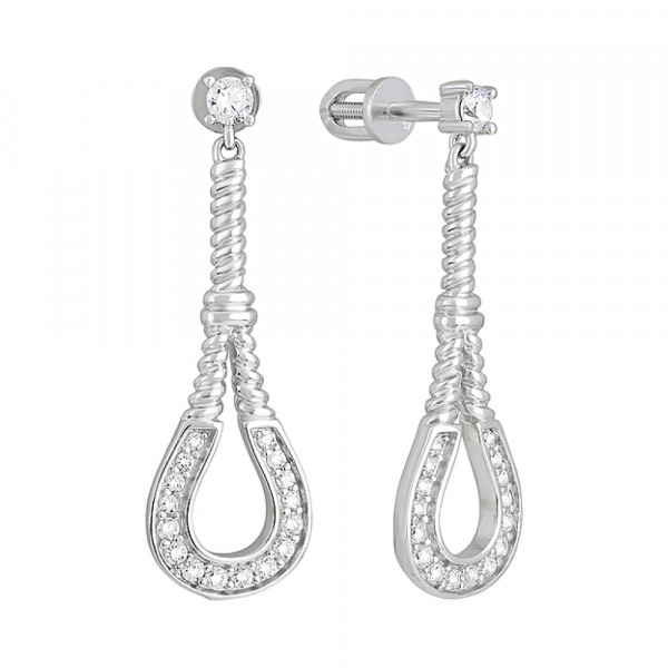 Серебряные серьги с фианитами № 127744