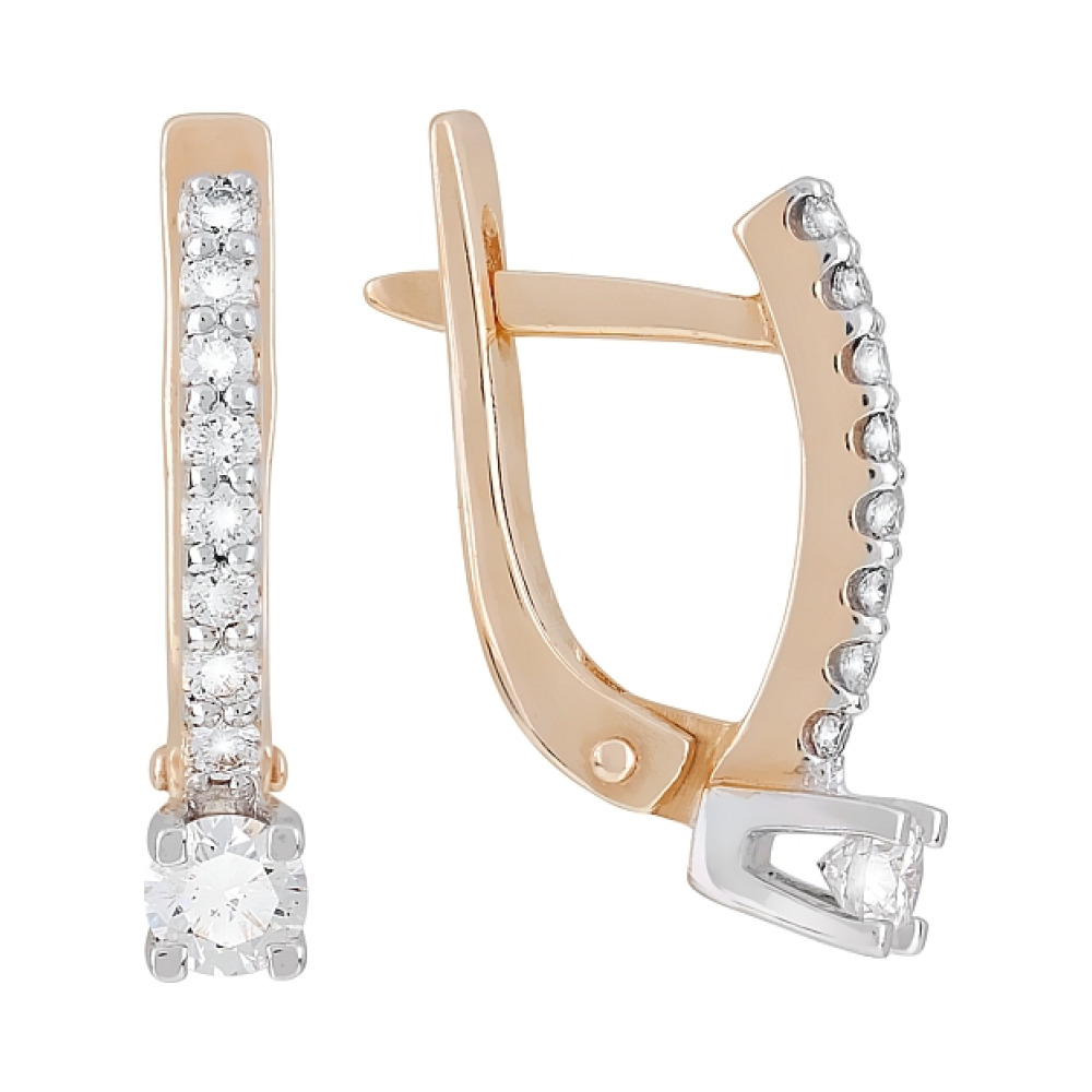 Золотые серьги с бриллиантом № 111565