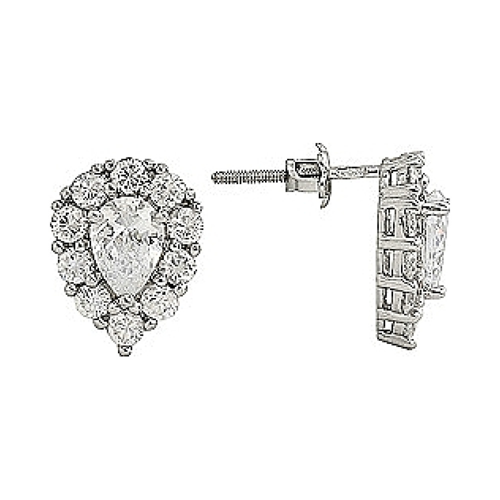 Серебряные серьги с фианитом № 80426