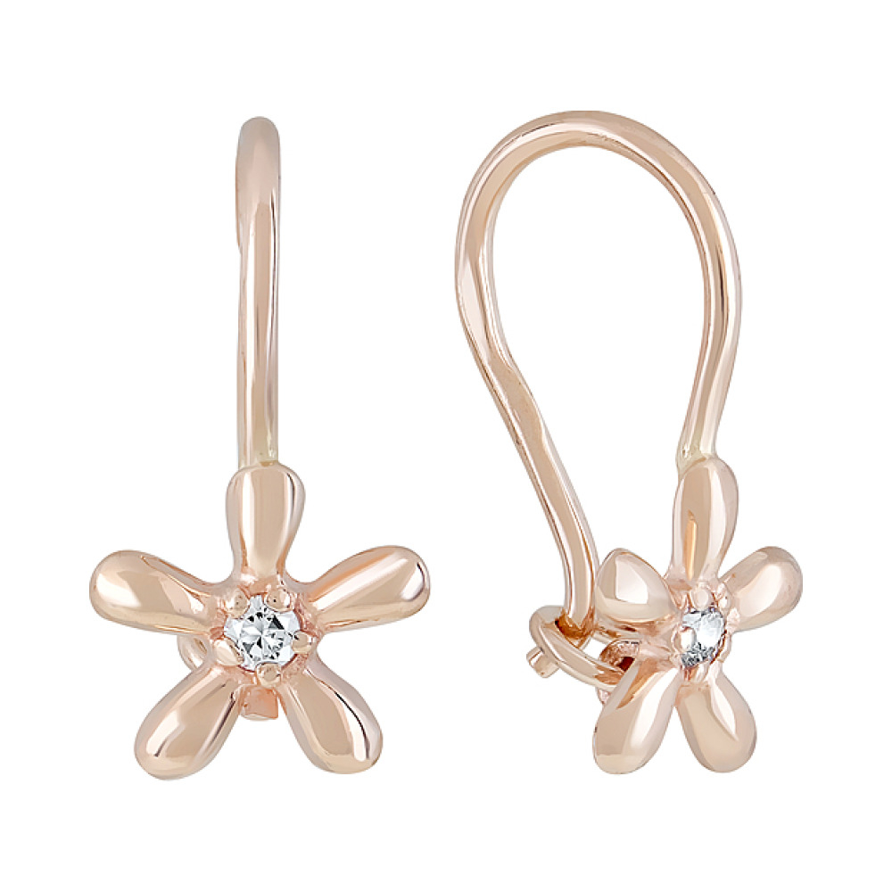 Золотые серьги с фианитом № 28416