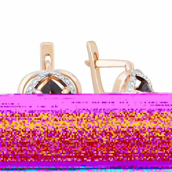 Золотые серьги с раухтопазом и фианитом № 117816