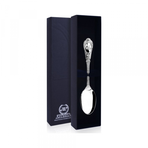 Серебряная чайная ложка «Фамильная» с логотипом 