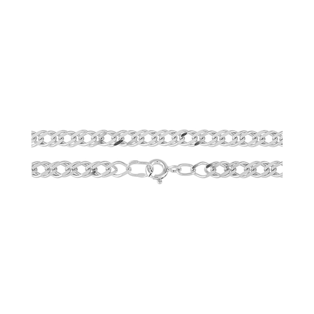 Серебряная цепь ромб двойной граненый родированная № 126470