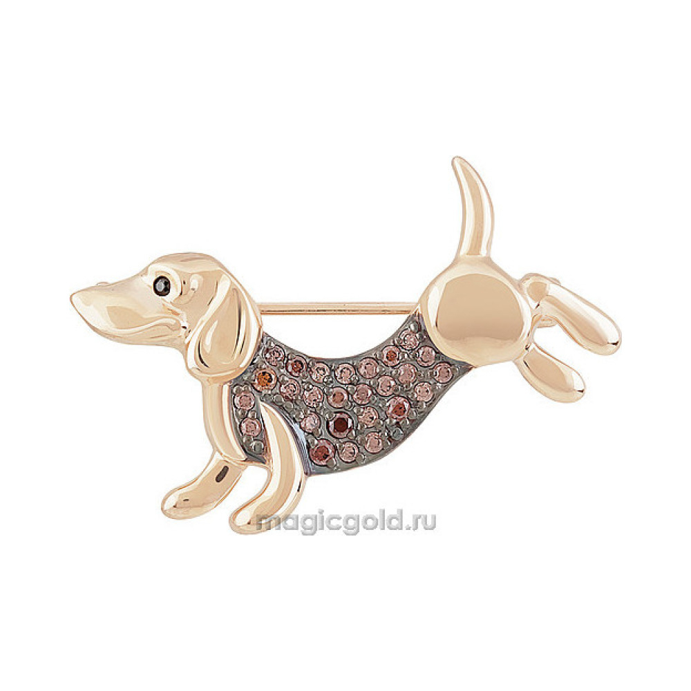 Золотая брошь с фианитом № 155887