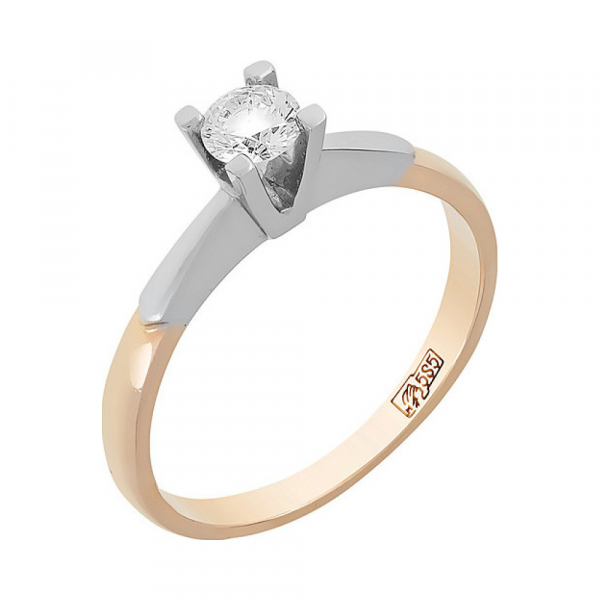 Золотое кольцо с бриллиантом № 109150