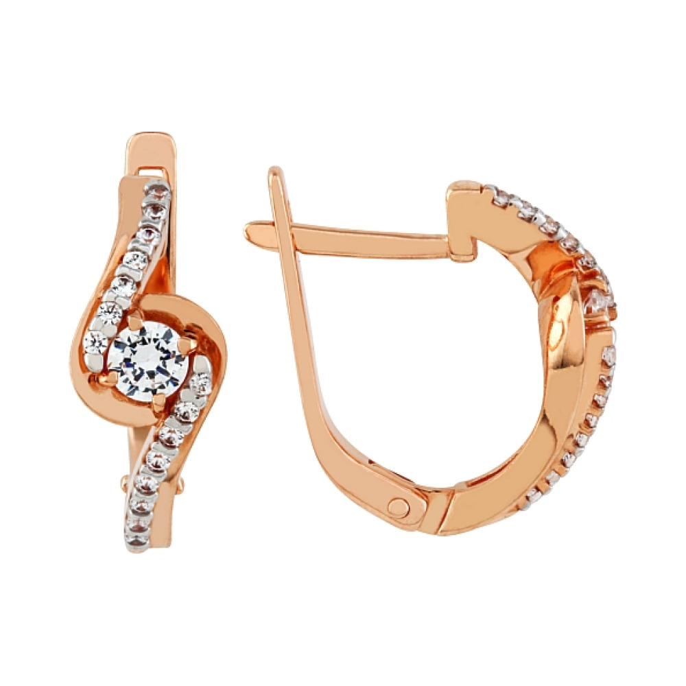 Золотые серьги с фианитом № 95961