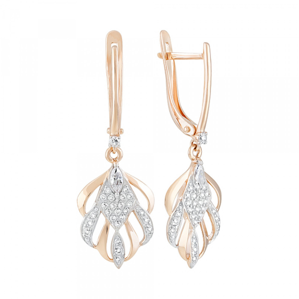 Золотые серьги с фианитами № 128988