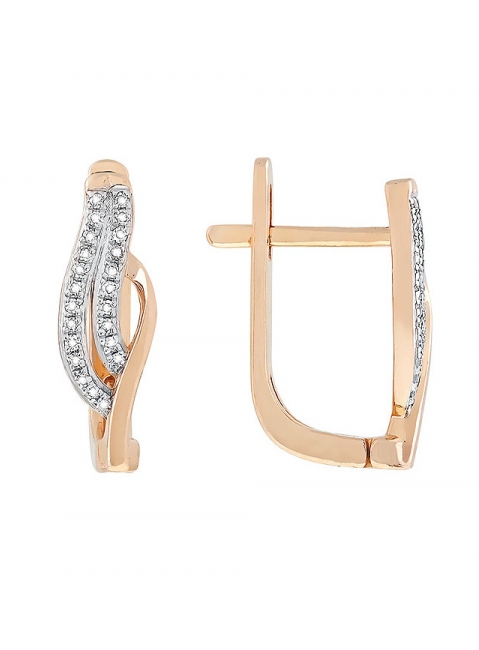 Золотые серьги с бриллиантом № 112851