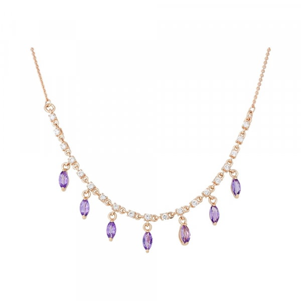 Золотое колье с аметистом и фианитом № 113980