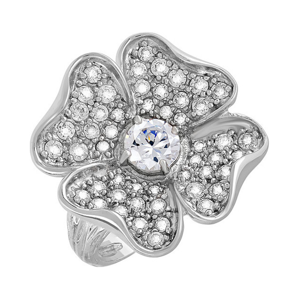 Серебряное кольцо с фианитом № 121492