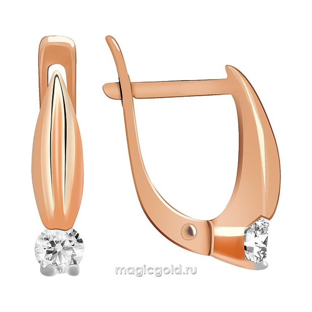 Золотые серьги с бриллиантом № 78156