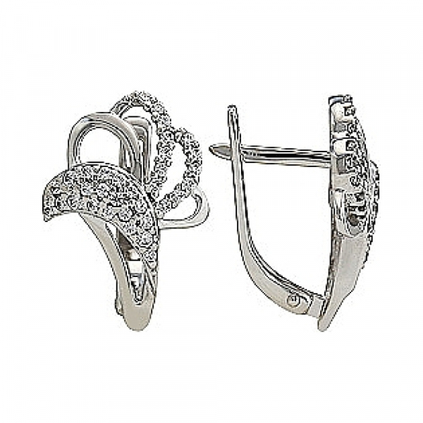 Золотые серьги с фианитом № 76925