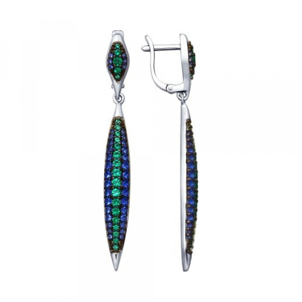 Серебряные серьги с фианитом № 155779