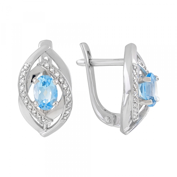 Золотые серьги с топазом и фианитом № 119973