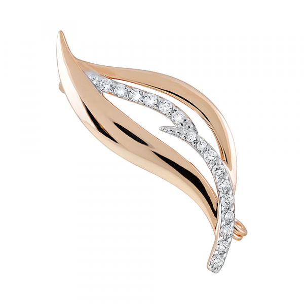 Золотая брошь с фианитами № 123748