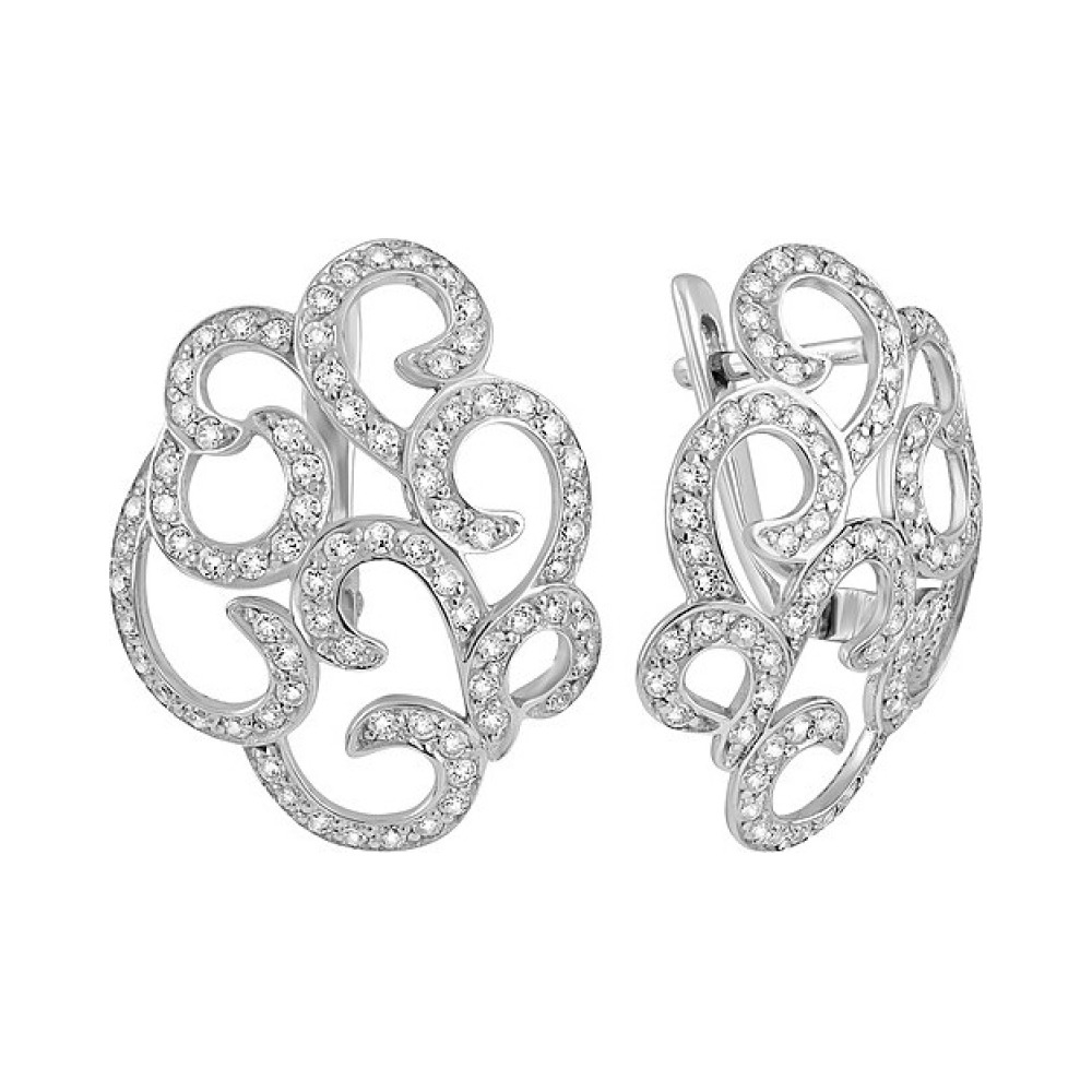 Серебряные серьги с фианитом № 123331