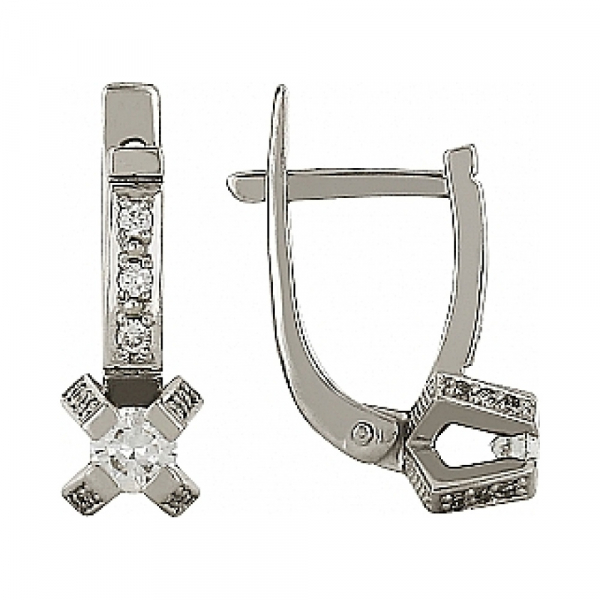 Золотые серьги с бриллиантом № 96299