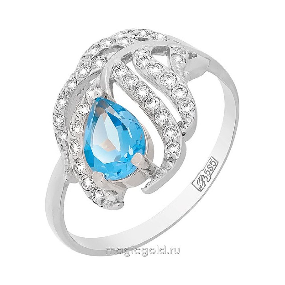 Золотое кольцо с топазом и фианитом № 117480