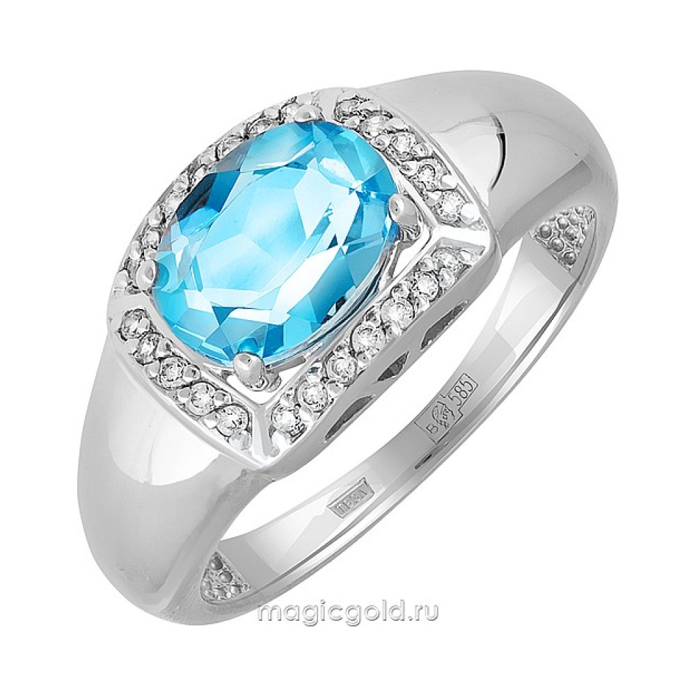 Золотое кольцо с топазом и фианитом № 141300