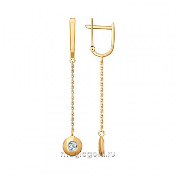 Золотые серьги с фианитом № 163966