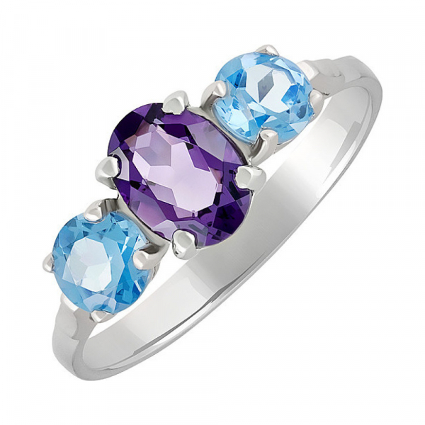 Серебряное кольцо с полудрагоценными вставками № 133563