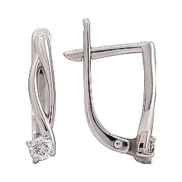 Золотые серьги с бриллиантом № 114654