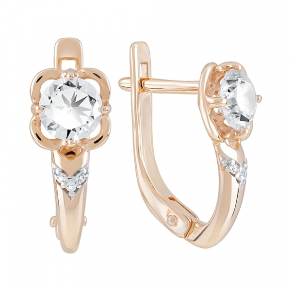 Золотые серьги с фианитами № 121975