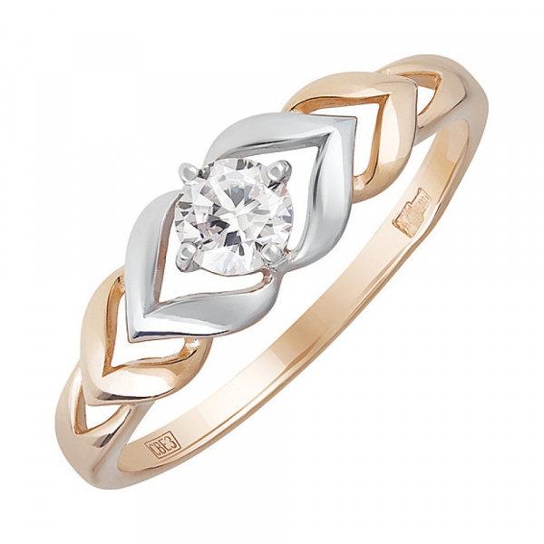 Золотое кольцо с фианитом № 134358