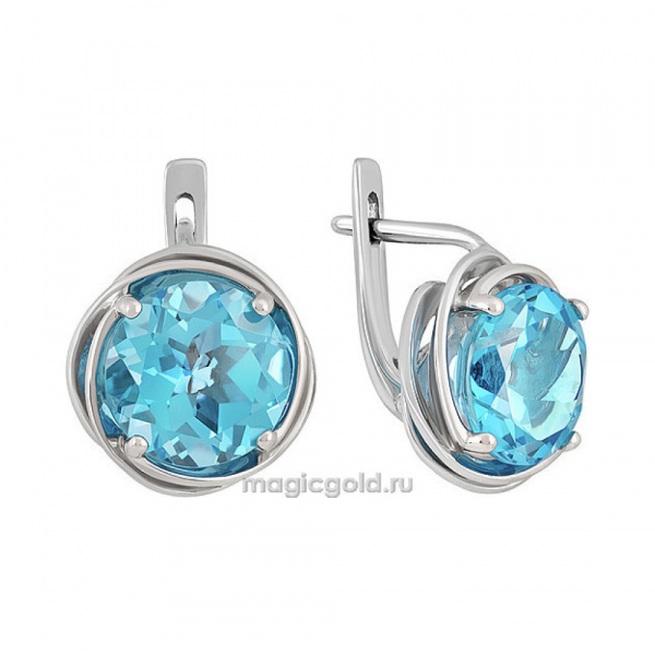 Серебряные серьги с топазом № 140154