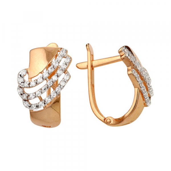 Золотые серьги с фианитом № 141163