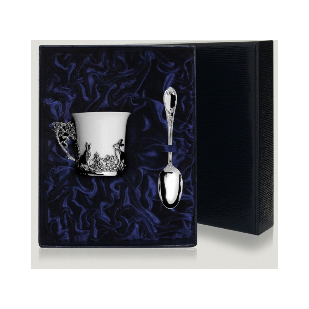 Чашка кофейная "Зайцы", чернение