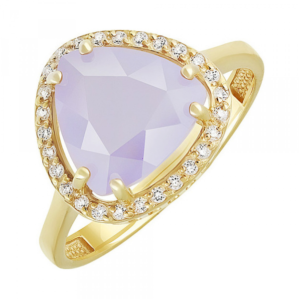 Серебряное кольцо с алпанитом , фианитом и золотым покрытием № 132479