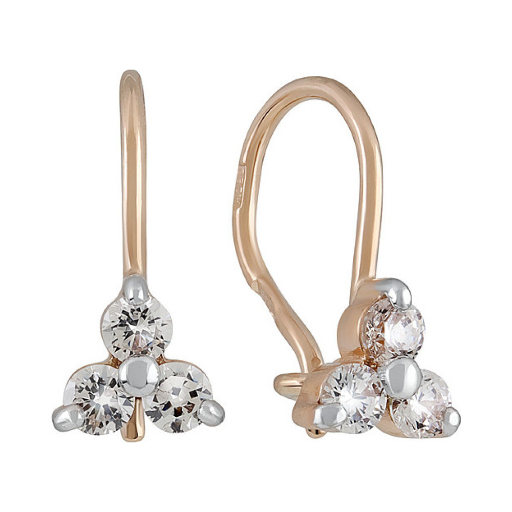 Золотые серьги с фианитом № 126120