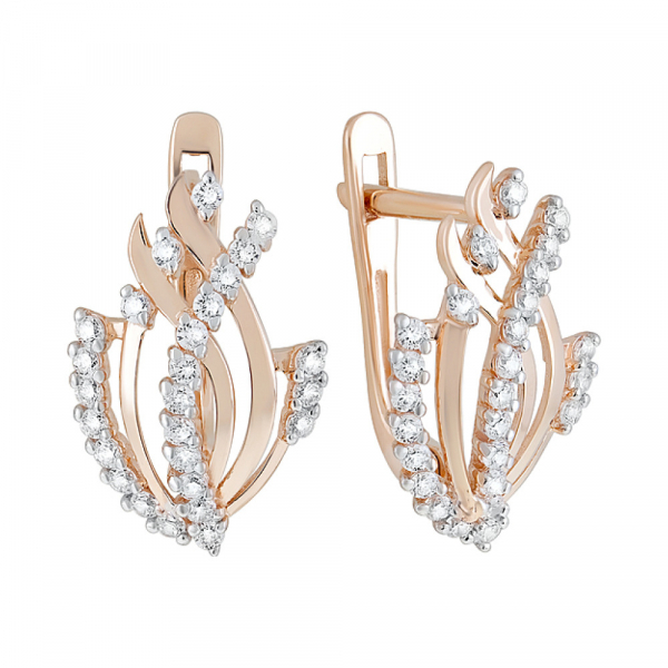 Золотые серьги с фианитами № 126417