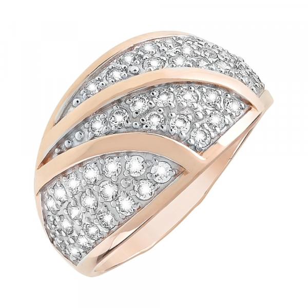 Золотое кольцо с фианитами № 112330