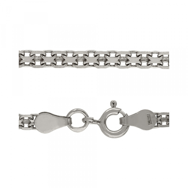 Серебряная цепь бисмарк родированная № 94625