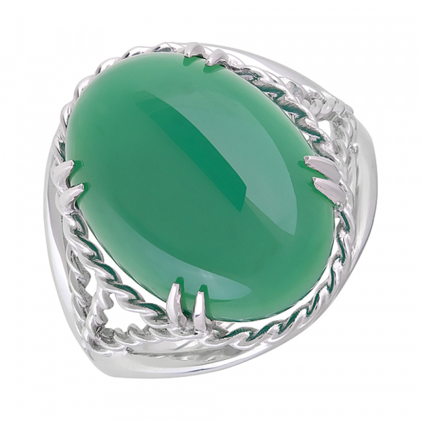Серебряное кольцо с зелёным ониксом  № 128063